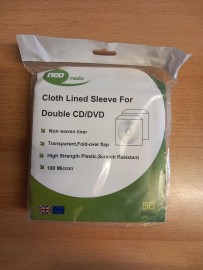 Cloth Lined Sleeve Double  CD/DVD x 50